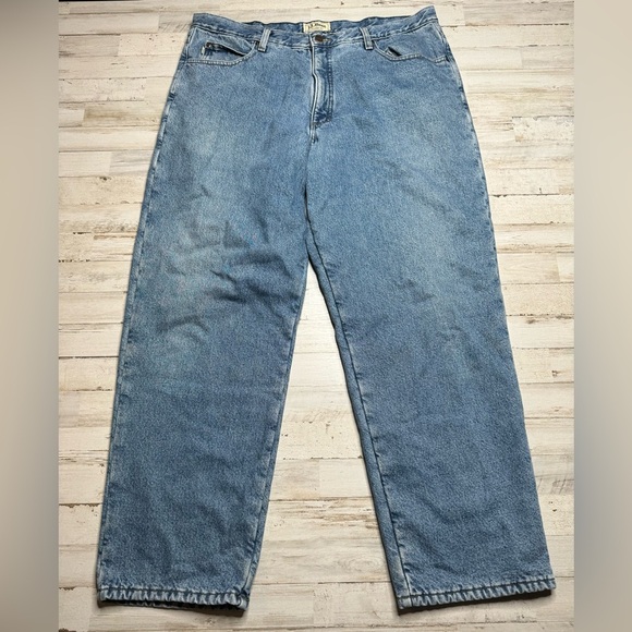 L.L. Bean Jeans Mens 40x30 Blue Classic Fit Fleece Lined Heavy Denim - Picture 4 of 10